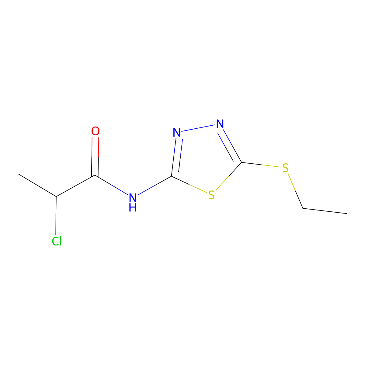 2-Chloro-N-[5-(ethylthio)-1,3,4-thiadiazol-2-yl]propanamide molecular structure, CAS 391864-07-6