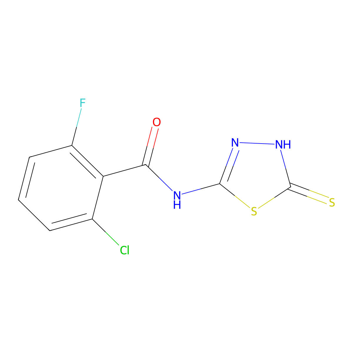 2-chloro-6-fluoro-N-(5-mercapto-1,3,4-thiadiazol-2-yl)benzamide molecular structure, CAS 391864-09-8