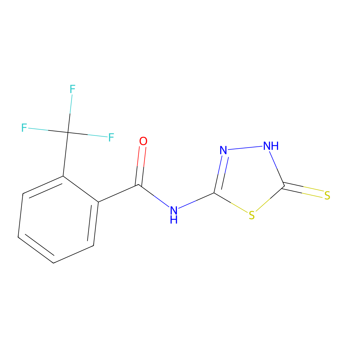 N-(5-mercapto-1,3,4-thiadiazol-2-yl)-2-(trifluoromethyl)benzamide molecular structure, CAS 391864-15-6