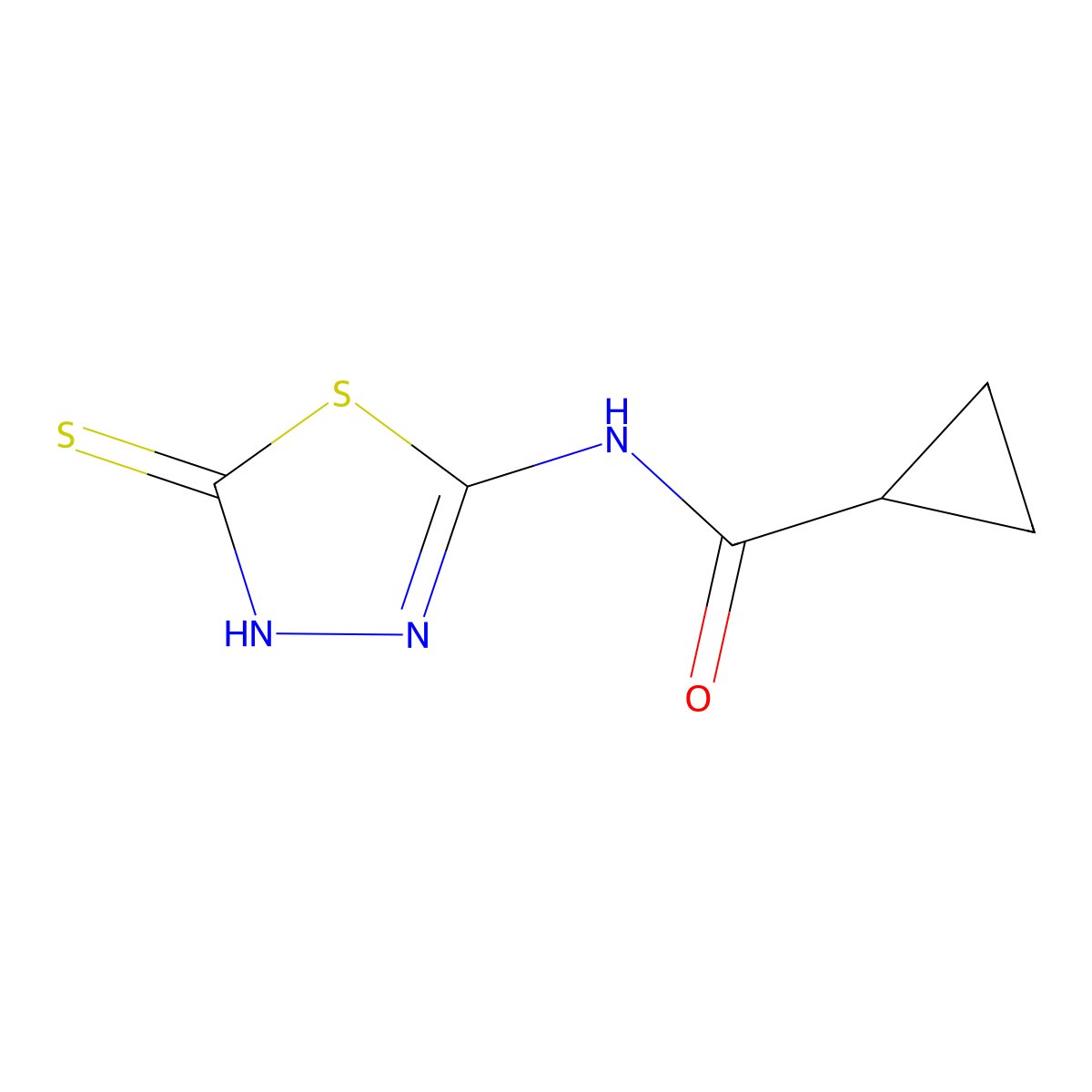 N-(5-mercapto-1,3,4-thiadiazol-2-yl)cyclopropanecarboxamide molecular structure, CAS 391864-20-3