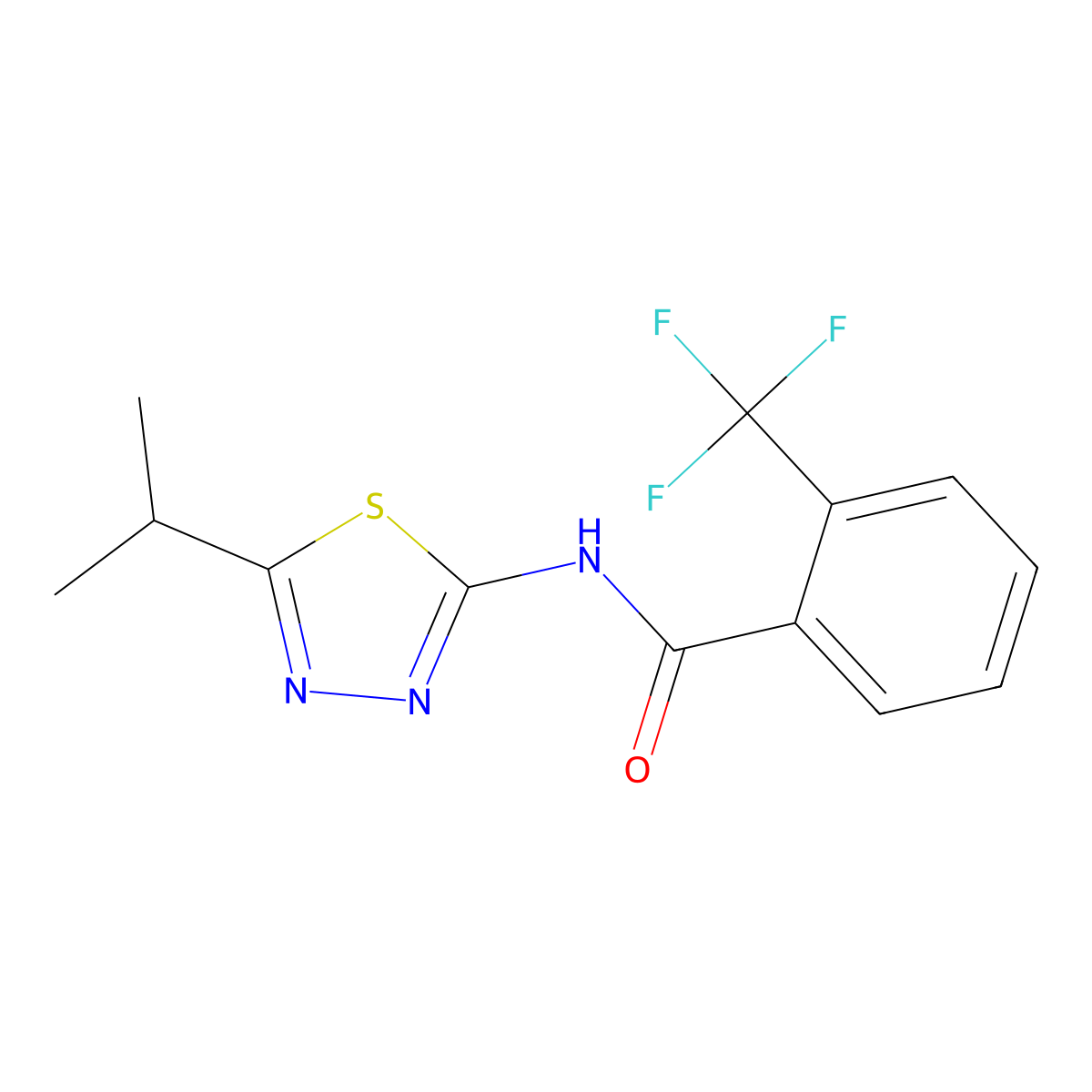 N-(5-isopropyl-1,3,4-thiadiazol-2-yl)-2-(trifluoromethyl)benzamide molecular structure, CAS 391864-27-0
