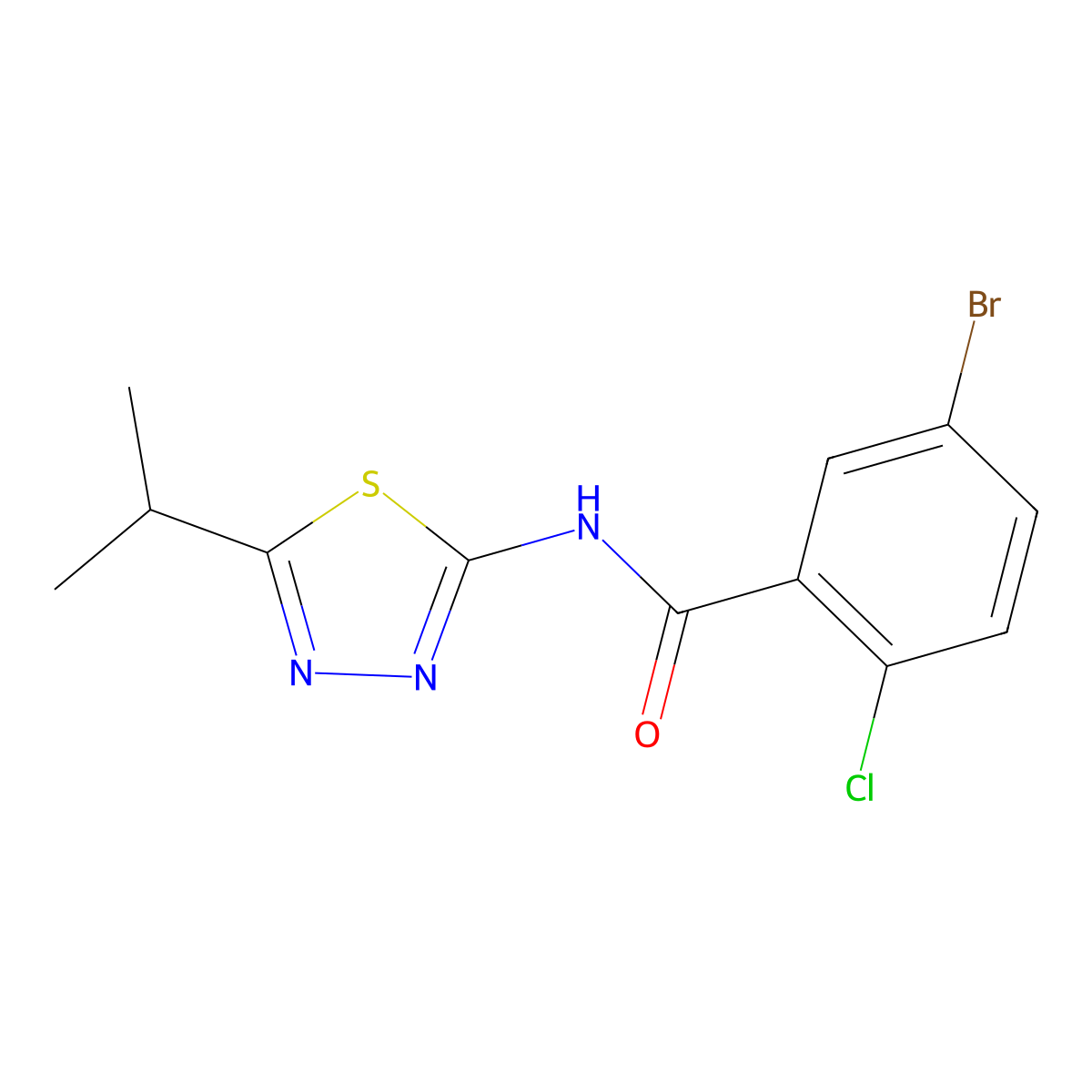 5-bromo-2-chloro-N-(5-isopropyl-1,3,4-thiadiazol-2-yl)benzamide molecular structure, CAS 391864-28-1