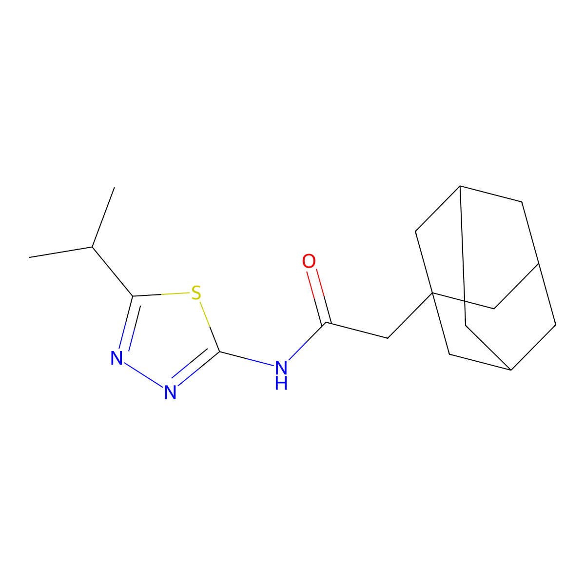 2-(adamantan-1-yl)-N-[5-(propan-2-yl)-1,3,4-thiadiazol-2-yl]acetamide molecular structure, CAS 391864-29-2