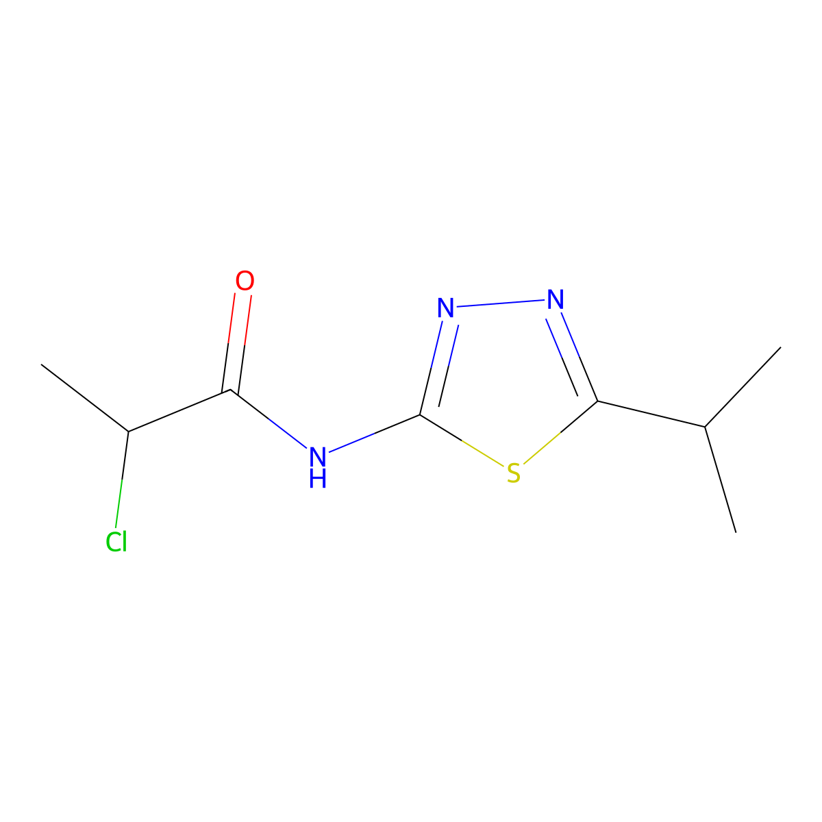 2-chloro-N-(5-isopropyl-1,3,4-thiadiazol-2-yl)propanamide molecular structure, CAS 391864-30-5
