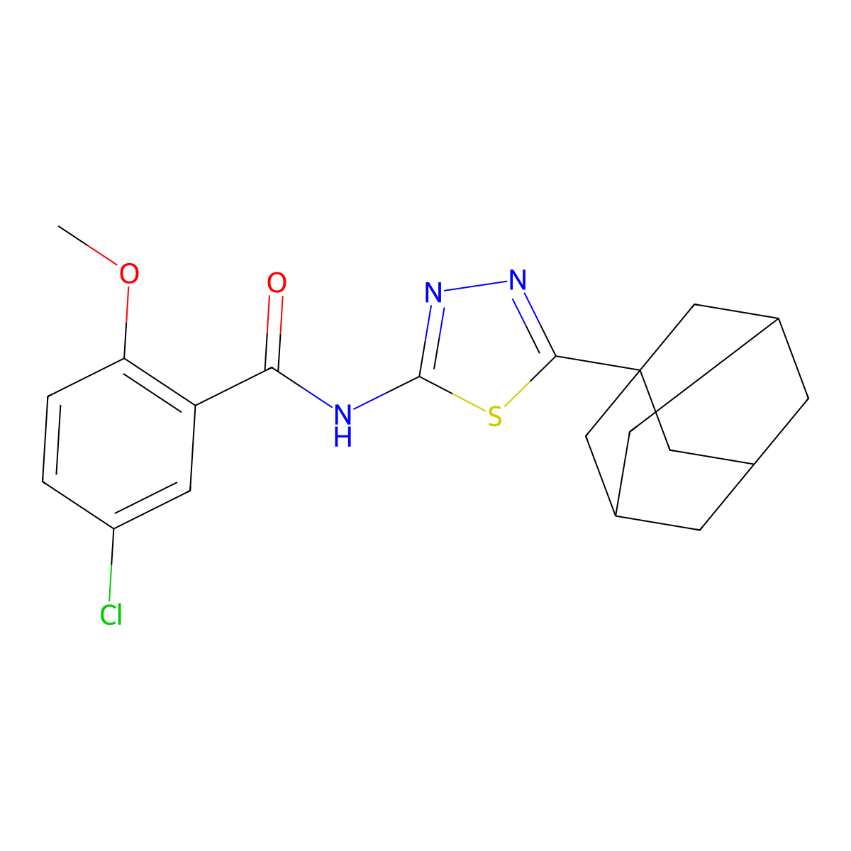 N-[5-(1-adamantyl)-1,3,4-thiadiazol-2-yl]-5-chloro-2-methoxybenzamide molecular structure, CAS 391865-83-1