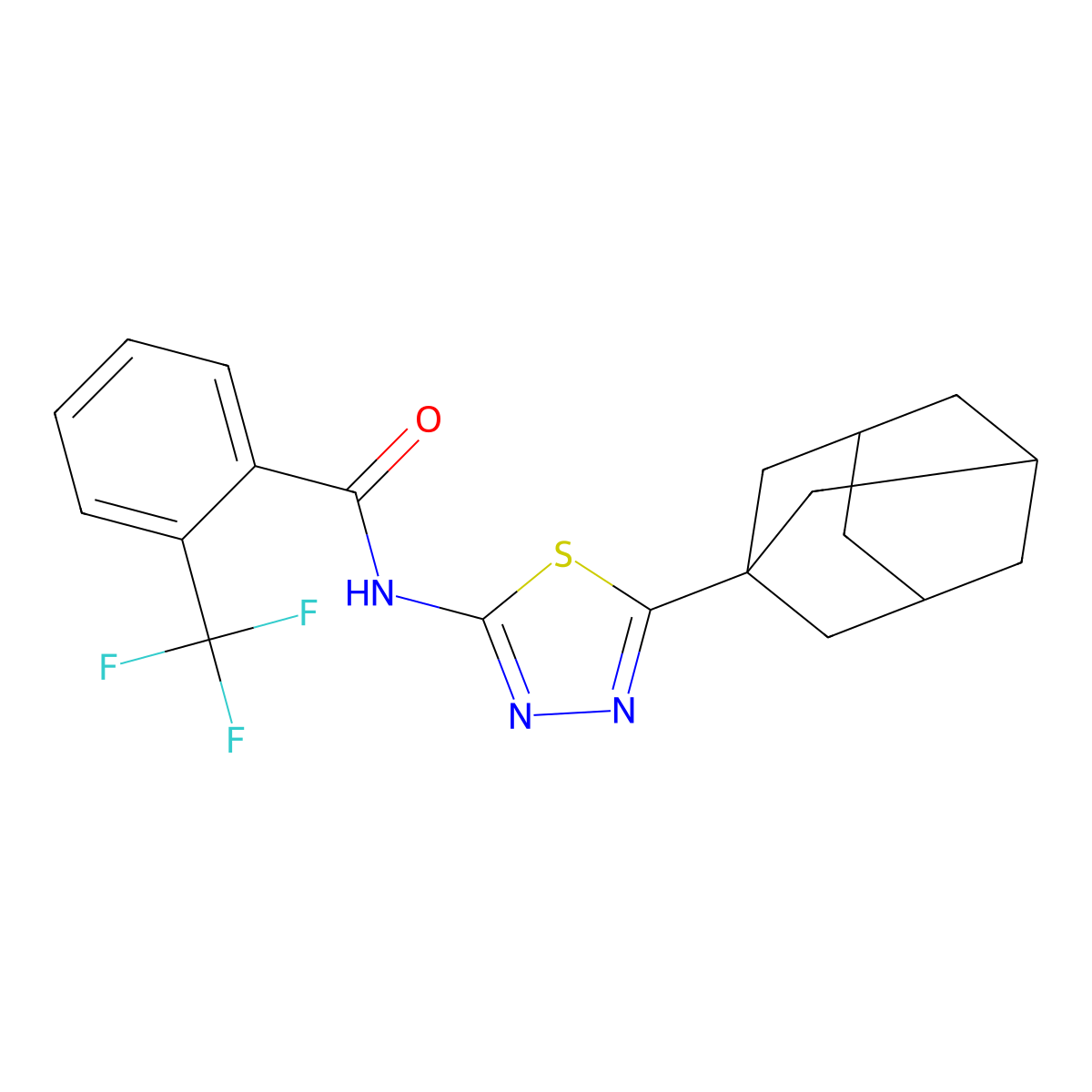 N-[5-(1-adamantyl)-1,3,4-thiadiazol-2-yl]-2-(trifluoromethyl)benzamide molecular structure, CAS 391865-97-7