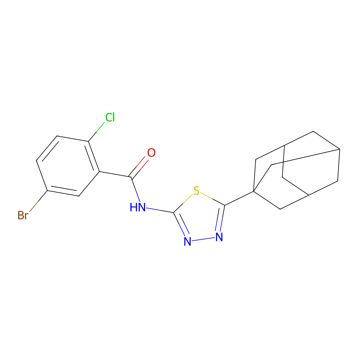 N-[5-(1-adamantyl)-1,3,4-thiadiazol-2-yl]-5-bromo-2-chlorobenzamide molecular structure, CAS 391865-98-8