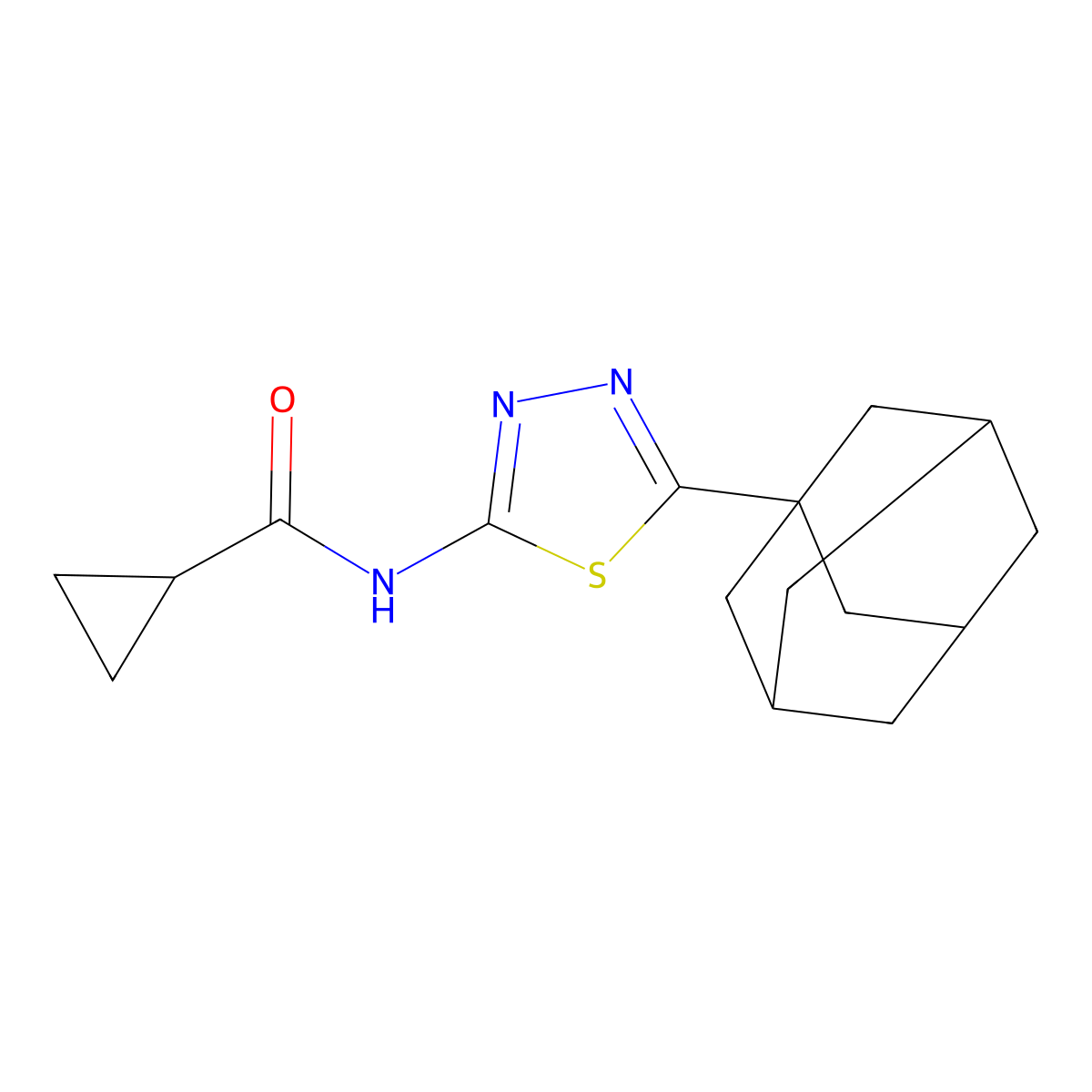 N-[5-(1-adamantyl)-1,3,4-thiadiazol-2-yl]cyclopropanecarboxamide molecular structure, CAS 391866-07-2