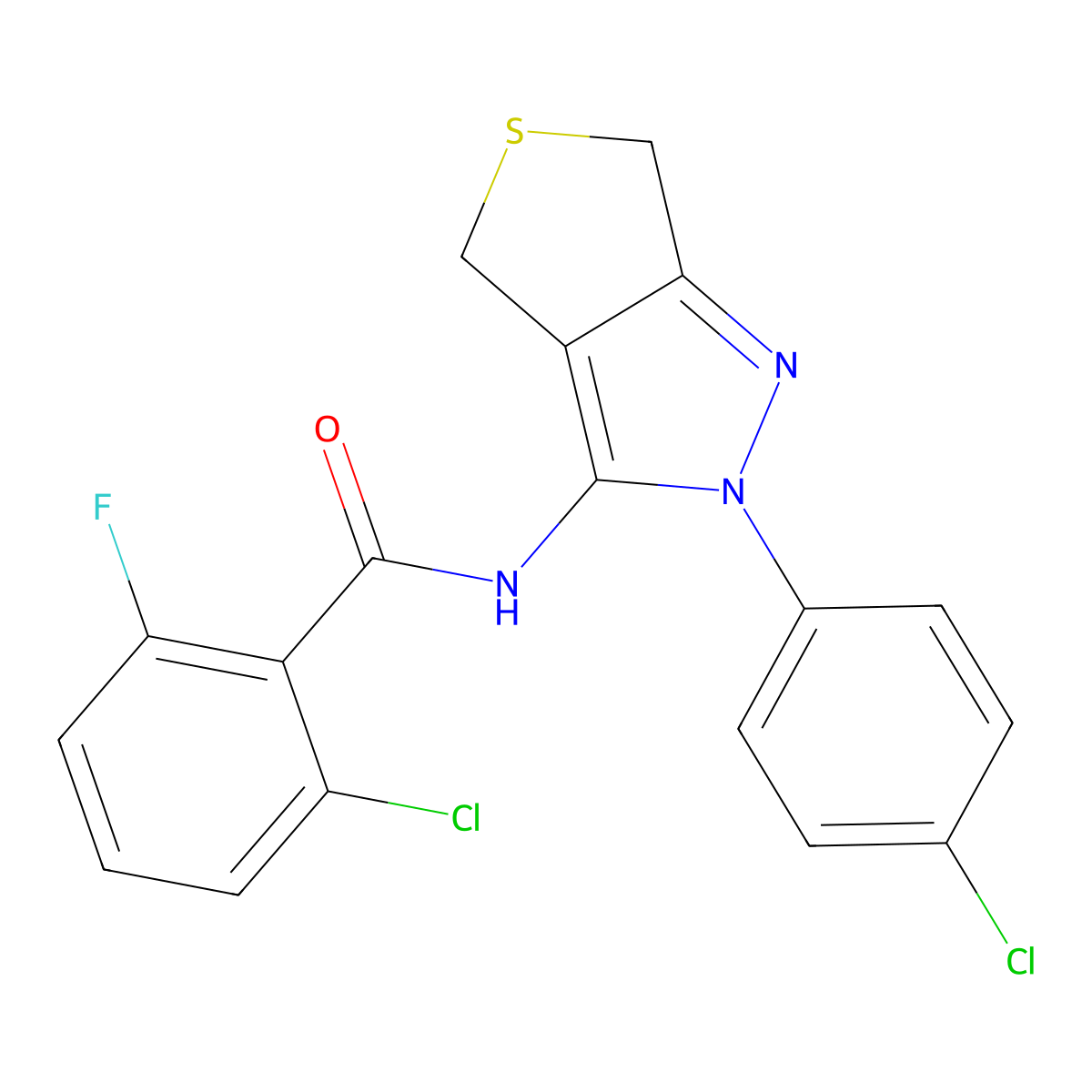 2-chloro-N-[2-(4-chlorophenyl)-4,6-dihydrothieno[3,4-c]pyrazol-3-yl]-6-fluorobenzamide molecular structure, CAS 391866-30-1