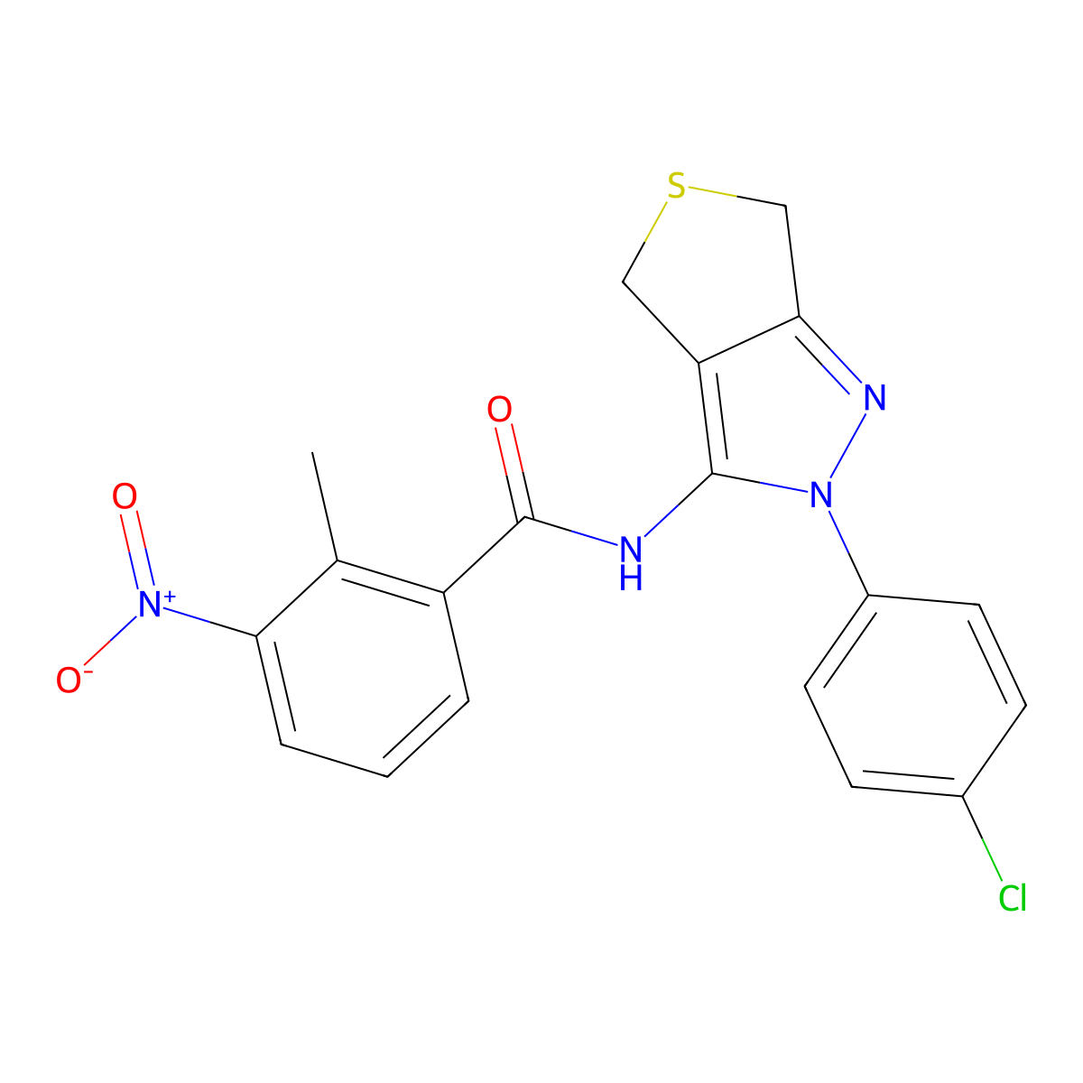 N-(2-(4-chlorophenyl)-4,6-dihydro-2H-thieno[3,4-c]pyrazol-3-yl)-2-methyl-3-nitrobenzamide molecular structure, CAS 391866-32-3