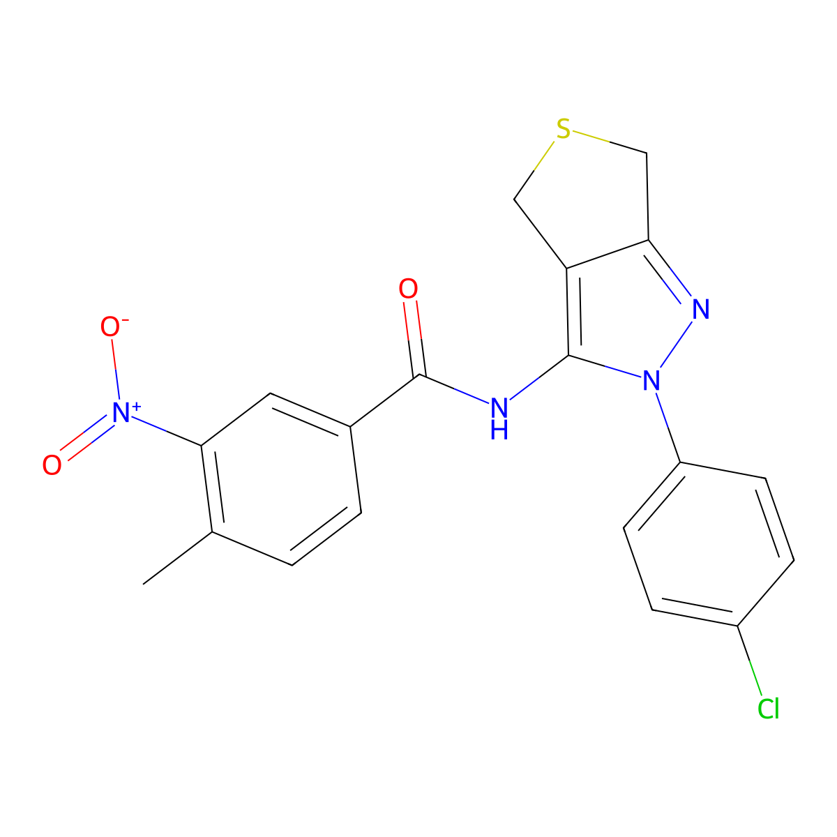 N-(2-(4-chlorophenyl)-4,6-dihydro-2H-thieno[3,4-c]pyrazol-3-yl)-4-methyl-3-nitrobenzamide molecular structure, CAS 391866-33-4