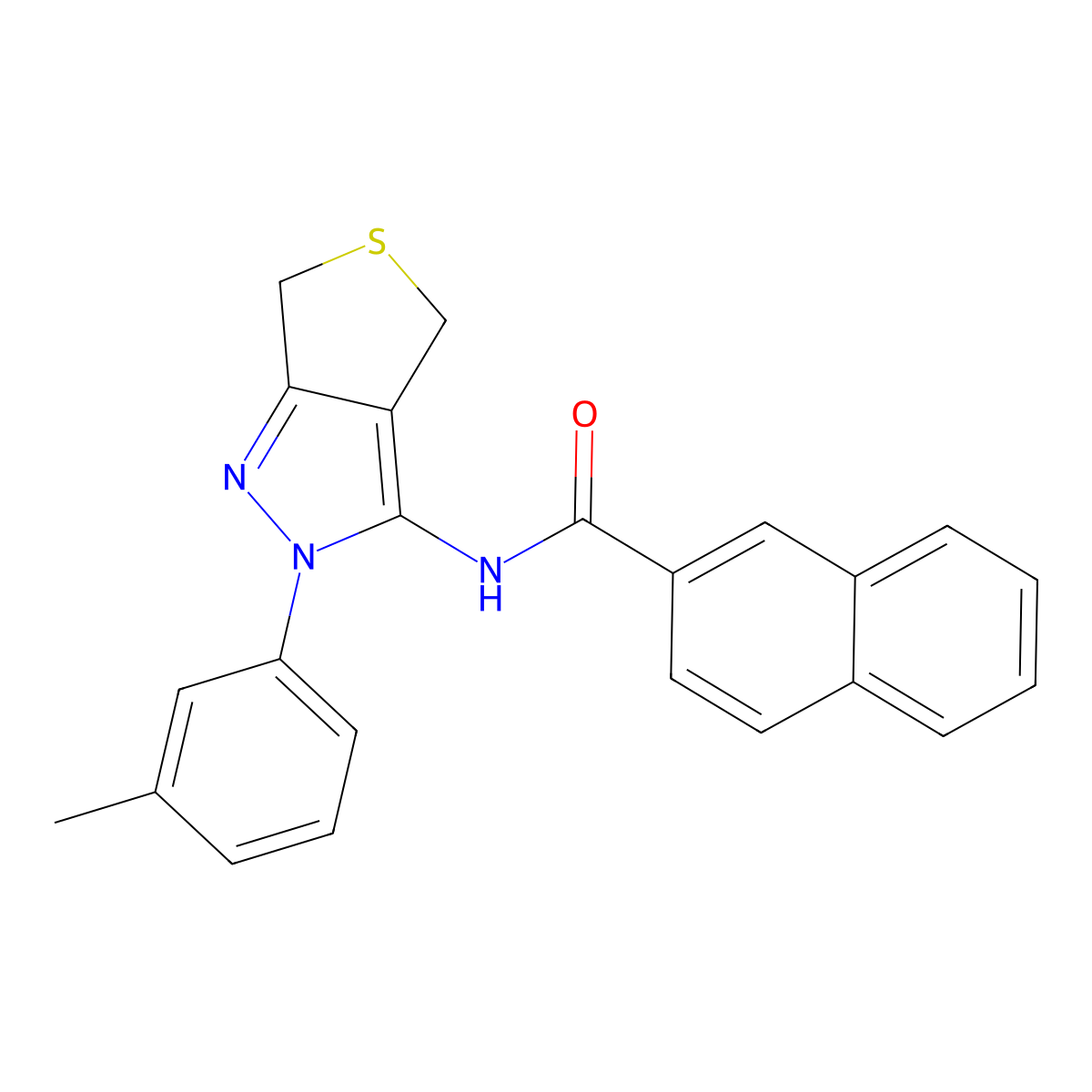 N-[2-(3-methylphenyl)-4,6-dihydrothieno[3,4-c]pyrazol-3-yl]naphthalene-2-carboxamide molecular structure, CAS 391866-40-3