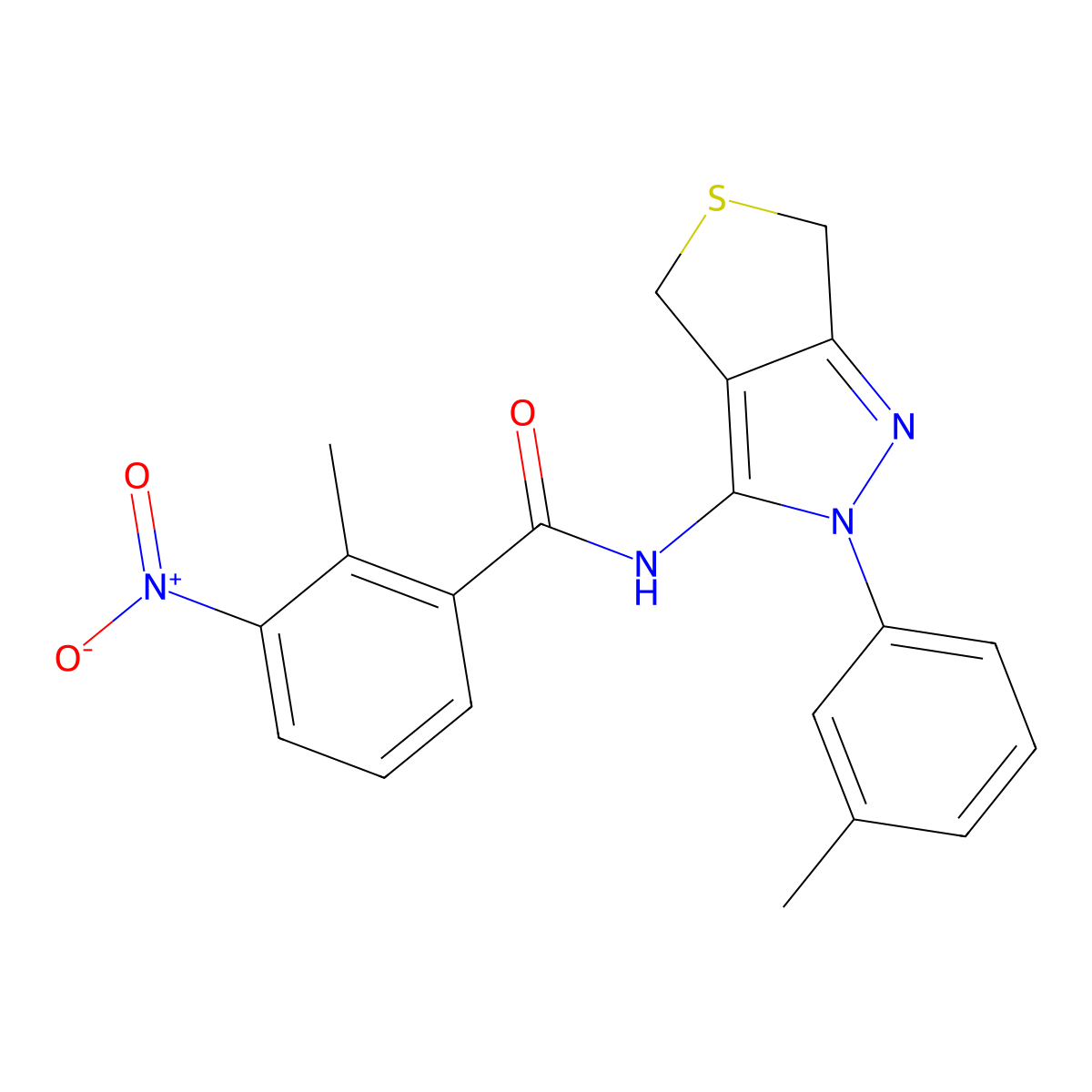 2-methyl-N-[2-(3-methylphenyl)-4,6-dihydrothieno[3,4-c]pyrazol-3-yl]-3-nitrobenzamide molecular structure, CAS 391866-41-4