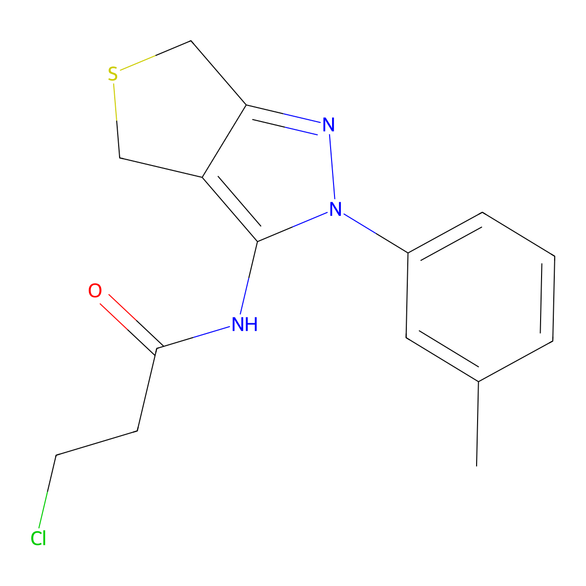 3-chloro-N-[2-(3-methylphenyl)-4,6-dihydrothieno[3,4-c]pyrazol-3-yl]propanamide molecular structure, CAS 391866-45-8