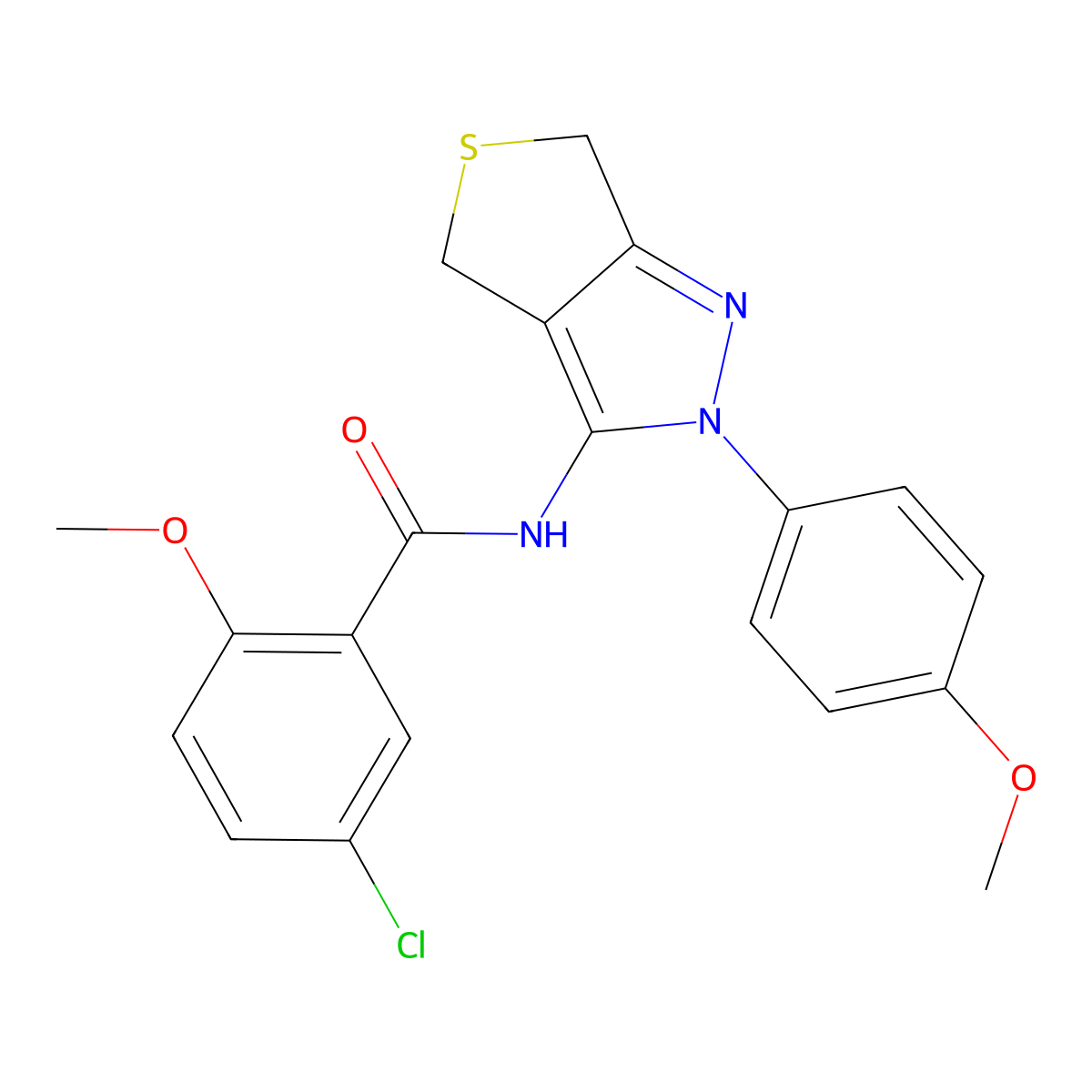 5-chloro-2-methoxy-N-(2-(4-methoxyphenyl)-4,6-dihydro-2H-thieno[3,4-c]pyrazol-3-yl)benzamide molecular structure, CAS 391866-46-9
