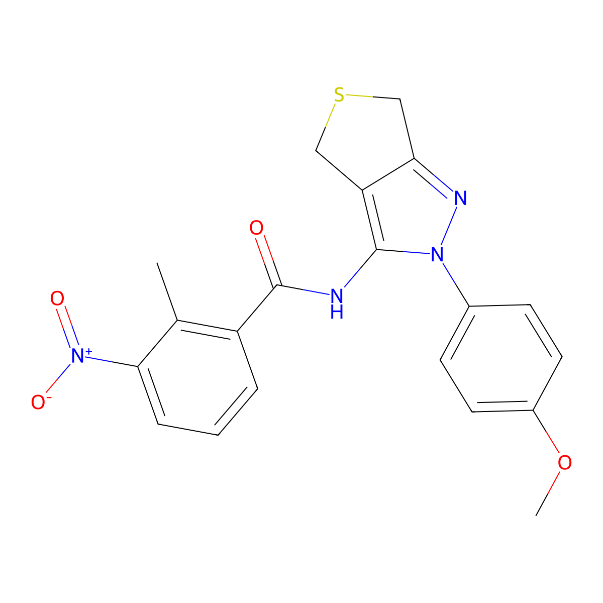 N-(2-(4-methoxyphenyl)-4,6-dihydro-2H-thieno[3,4-c]pyrazol-3-yl)-2-methyl-3-nitrobenzamide molecular structure, CAS 391866-50-5