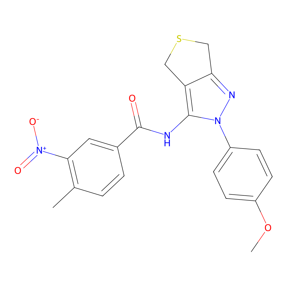 N-[2-(4-methoxyphenyl)-4,6-dihydrothieno[3,4-c]pyrazol-3-yl]-4-methyl-3-nitrobenzamide molecular structure, CAS 391866-51-6