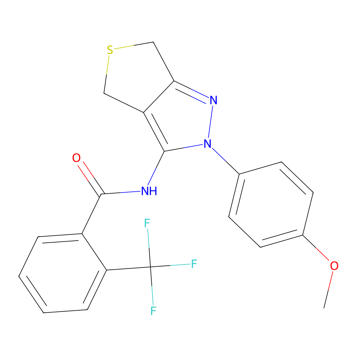 N-(2-(4-methoxyphenyl)-4,6-dihydro-2H-thieno[3,4-c]pyrazol-3-yl)-2-(trifluoromethyl)benzamide molecular structure, CAS 391866-52-7