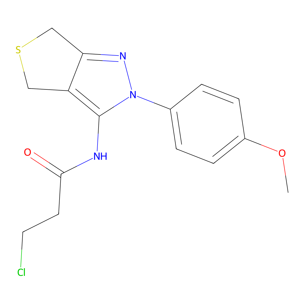 3-chloro-N-[2-(4-methoxyphenyl)-4,6-dihydrothieno[3,4-c]pyrazol-3-yl]propanamide molecular structure, CAS 391866-54-9