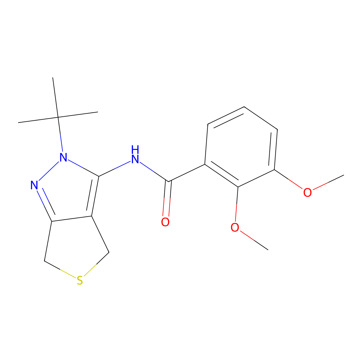 N-(2-(tert-butyl)-4,6-dihydro-2H-thieno[3,4-c]pyrazol-3-yl)-2,3-dimethoxybenzamide molecular structure, CAS 391866-56-1