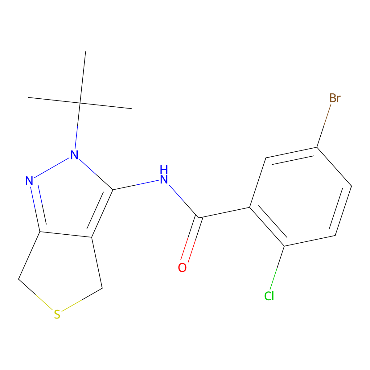 5-bromo-N-(2-tert-butyl-4,6-dihydrothieno[3,4-c]pyrazol-3-yl)-2-chlorobenzamide molecular structure, CAS 391866-60-7