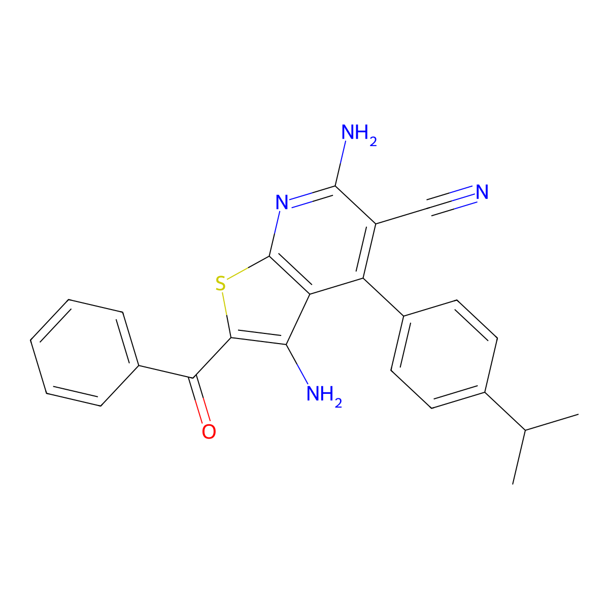 3,6-Diamino-2-benzoyl-4-(4-isopropylphenyl)thieno[2,3-b]pyridine-5-carbonitrile molecular structure, CAS 391866-62-9
