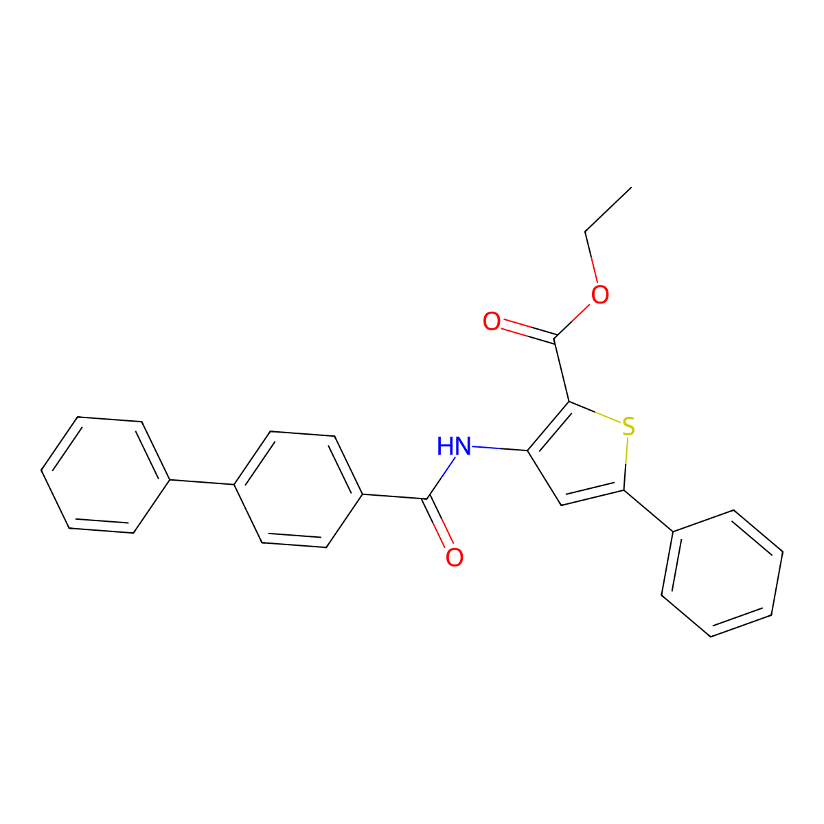 Ethyl 5-phenyl-3-[(4-phenylbenzoyl)amino]thiophene-2-carboxylate molecular structure, CAS 391866-72-1