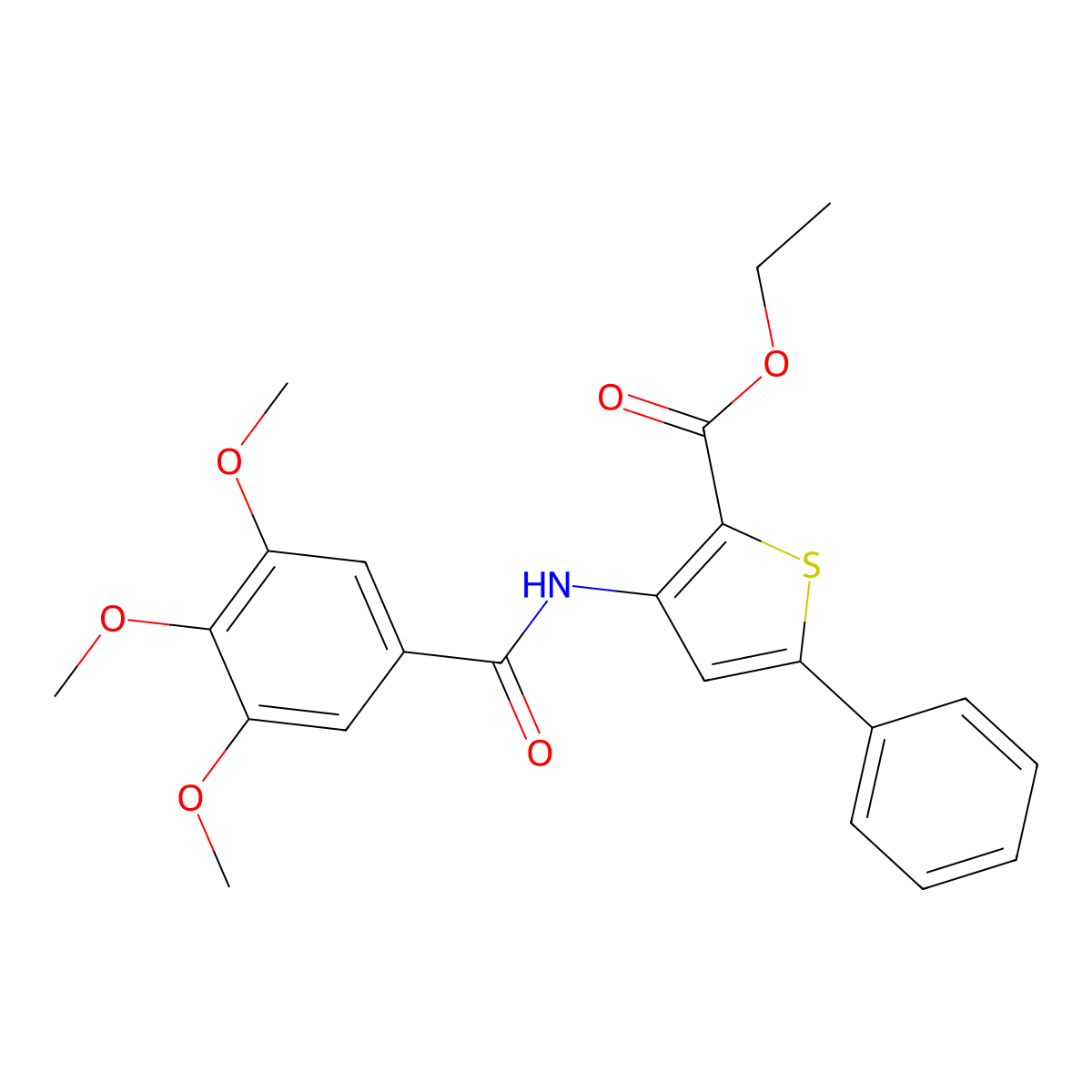 Ethyl 5-phenyl-3-(3,4,5-trimethoxybenzamido)thiophene-2-carboxylate molecular structure, CAS 391866-73-2