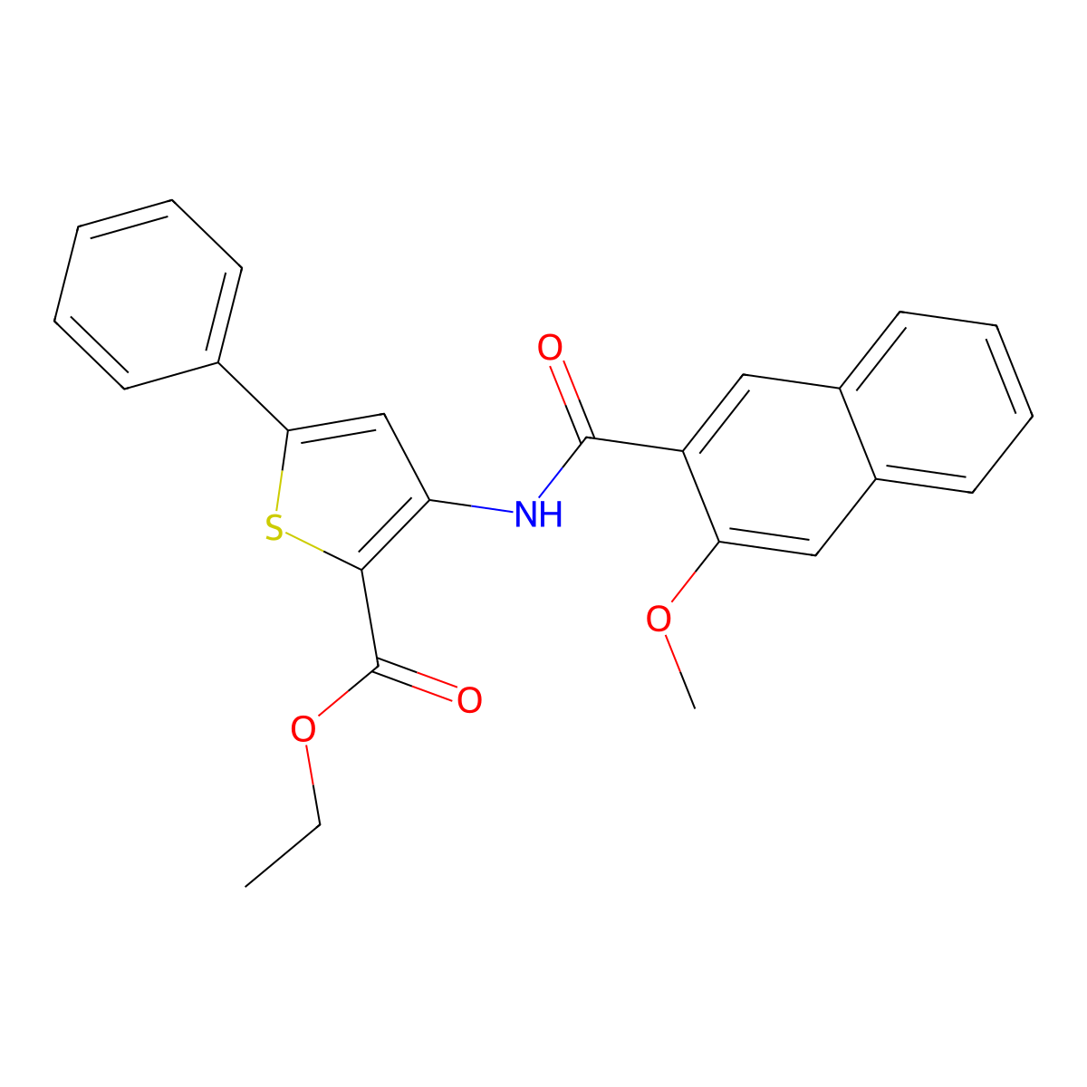 Ethyl 3-[(3-methoxynaphthalene-2-carbonyl)amino]-5-phenylthiophene-2-carboxylate molecular structure, CAS 391866-74-3