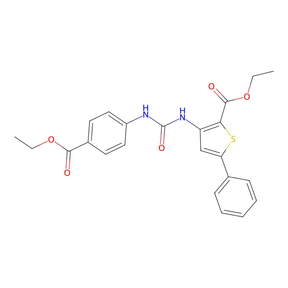 Ethyl 3-[(4-ethoxycarbonylphenyl)carbamoylamino]-5-phenylthiophene-2-carboxylate molecular structure, CAS 391866-79-8