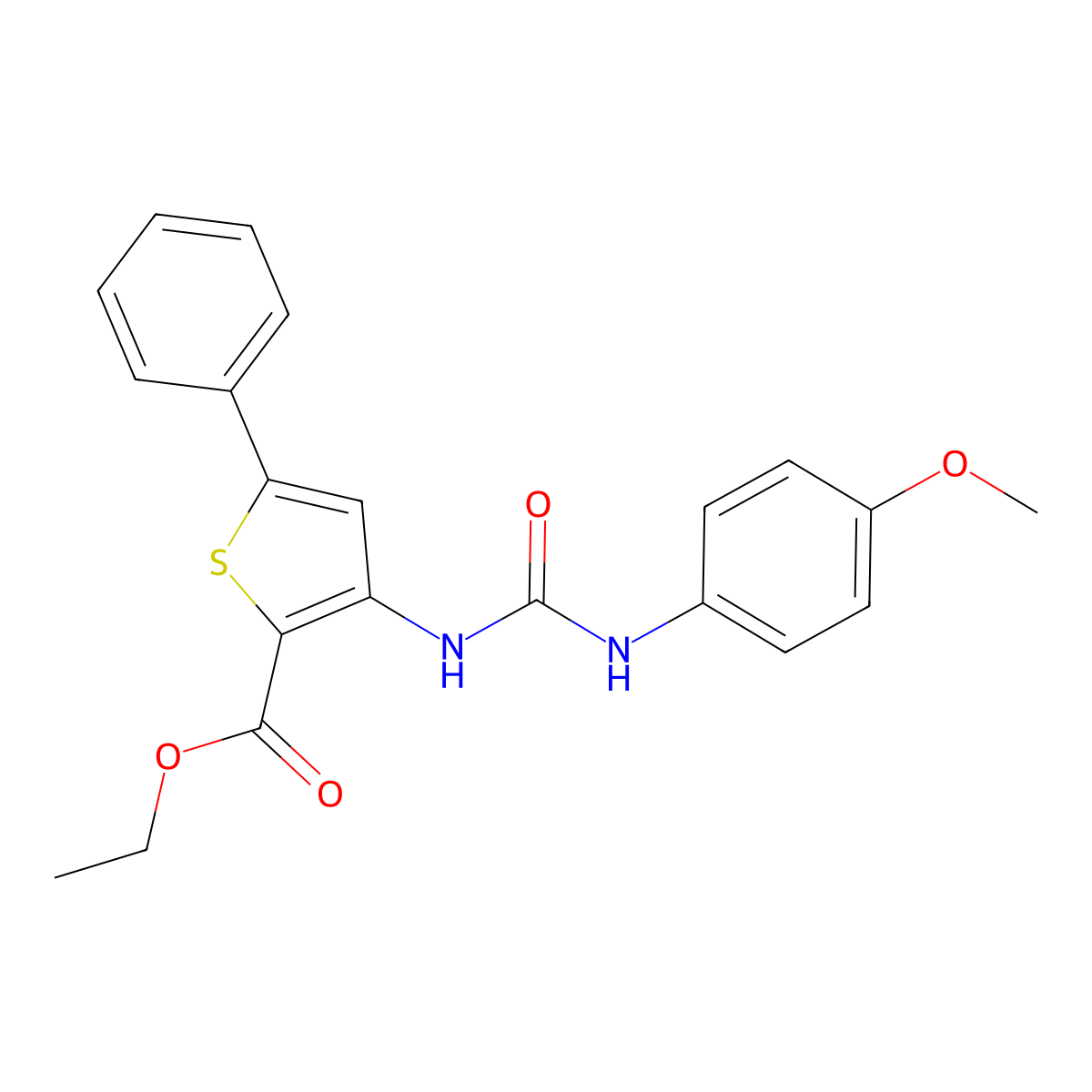 Ethyl 3-[(4-methoxyphenyl)carbamoylamino]-5-phenylthiophene-2-carboxylate molecular structure, CAS 391866-81-2