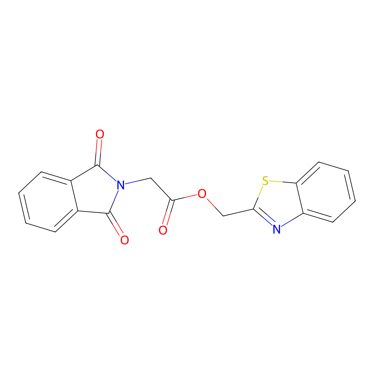 Benzo[d]thiazol-2-ylmethyl 2-(1,3-dioxoisoindolin-2-yl)acetate molecular structure, CAS 391866-90-3