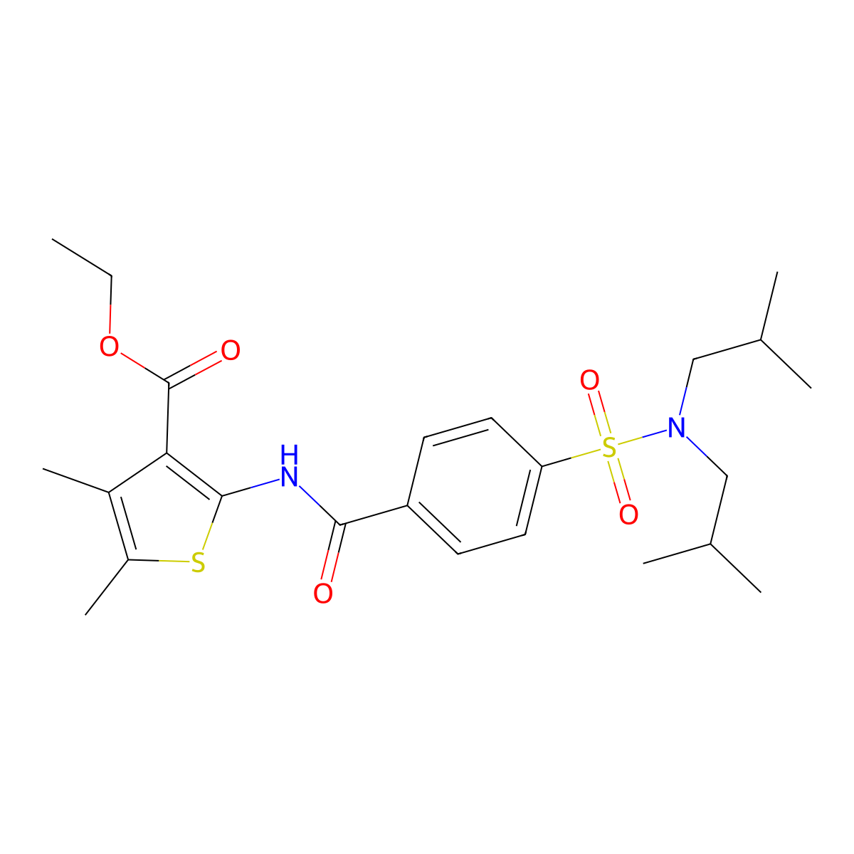 ethyl 2-(4-(N,N-diisobutylsulfamoyl)benzamido)-4,5-dimethylthiophene-3-carboxylate molecular structure, CAS 391867-02-0