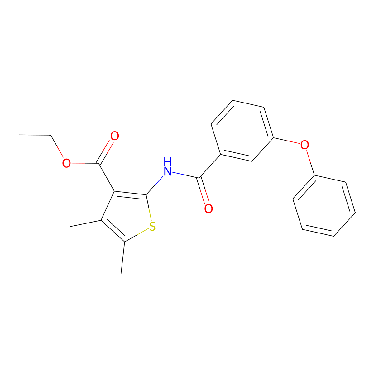 Ethyl 4,5-dimethyl-2-(3-phenoxybenzamido)thiophene-3-carboxylate molecular structure, CAS 391867-06-4