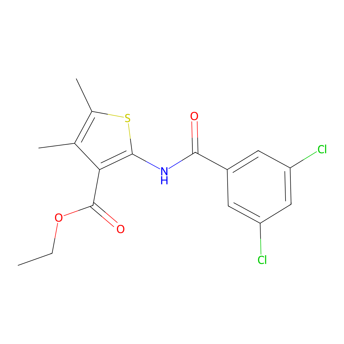 Ethyl 2-(3,5-dichlorobenzamido)-4,5-dimethylthiophene-3-carboxylate molecular structure, CAS 391867-07-5