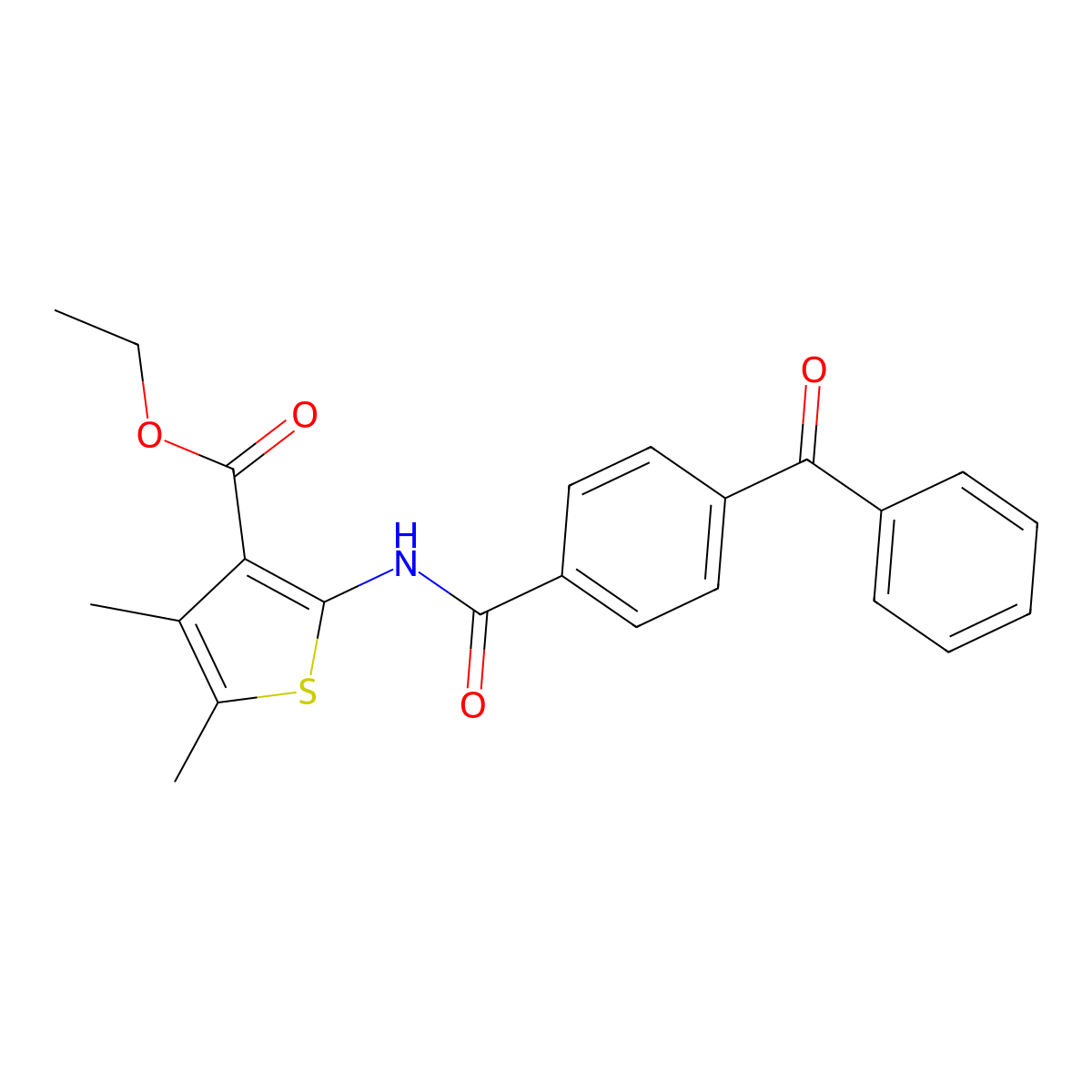 Ethyl 2-(4-benzoylbenzamido)-4,5-dimethylthiophene-3-carboxylate molecular structure, CAS 391867-09-7