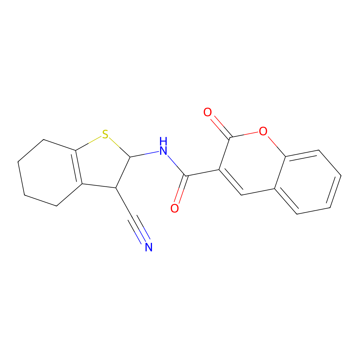N-(3-cyano-2,3,4,5,6,7-hexahydrobenzo[b]thiophen-2-yl)-2-oxo-2H-chromene-3-carboxamide molecular structure, CAS 391867-15-5