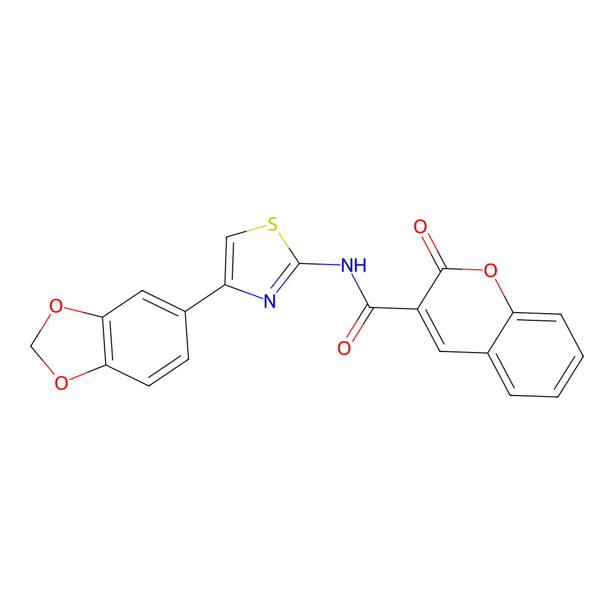 N-(4-(benzo[d][1,3]dioxol-5-yl)thiazol-2-yl)-2-oxo-2H-chromene-3-carboxamide molecular structure, CAS 391867-22-4
