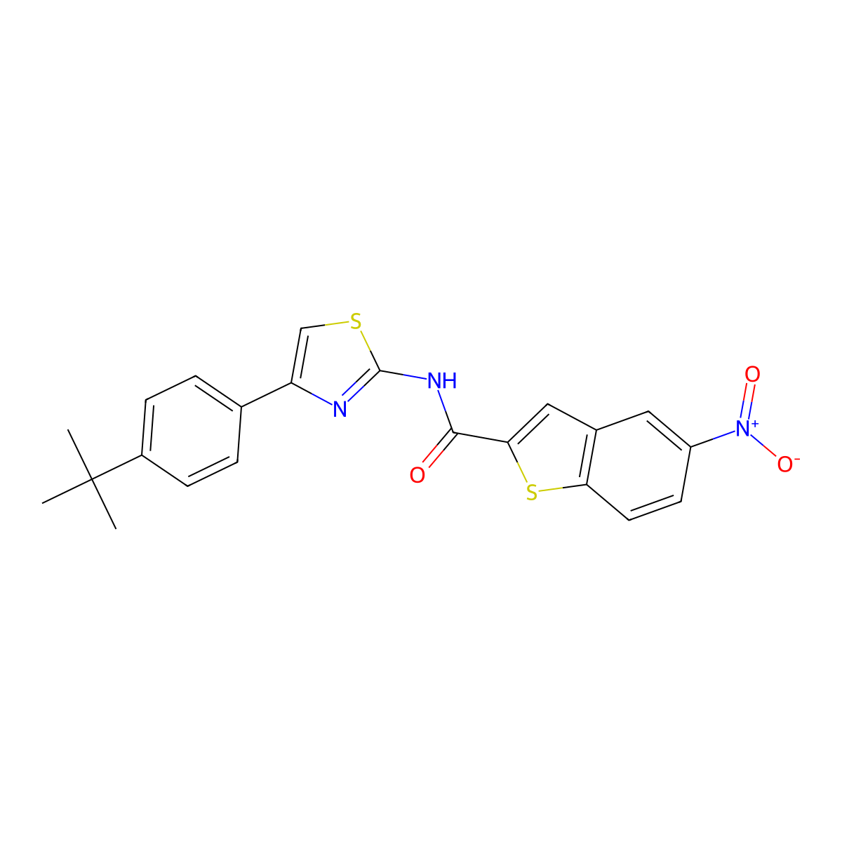 N-[4-(4-tert-butylphenyl)-1,3-thiazol-2-yl]-5-nitro-1-benzothiophene-2-carboxamide molecular structure, CAS 391867-24-6