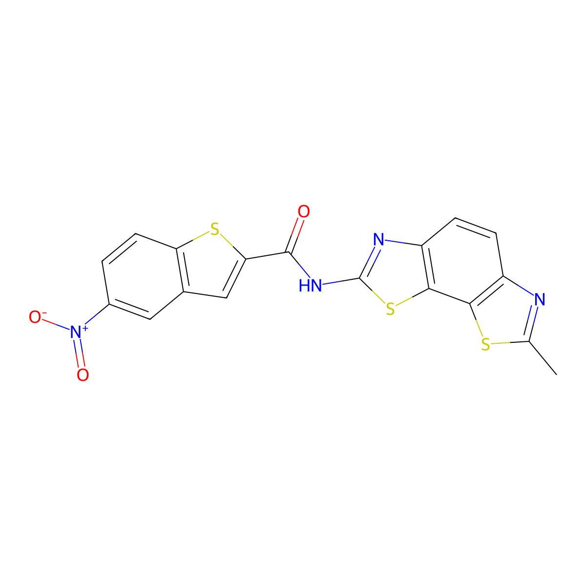 N-(7-methyl-[1,3]thiazolo[4,5-g][1,3]benzothiazol-2-yl)-5-nitro-1-benzothiophene-2-carboxamide molecular structure, CAS 391867-30-4