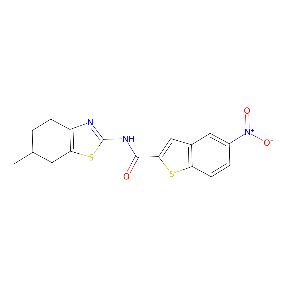 N-(6-methyl-4,5,6,7-tetrahydro-1,3-benzothiazol-2-yl)-5-nitro-1-benzothiophene-2-carboxamide molecular structure, CAS 391867-32-6