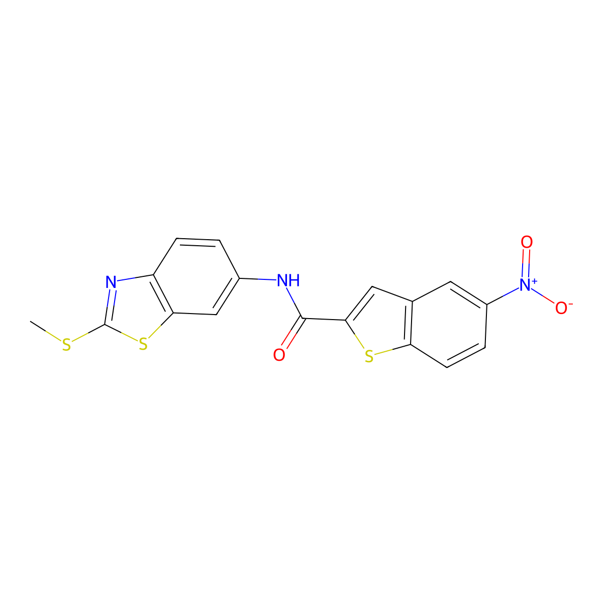 N-(2-(methylthio)benzo[d]thiazol-6-yl)-5-nitrobenzo[b]thiophene-2-carboxamide molecular structure, CAS 391867-35-9