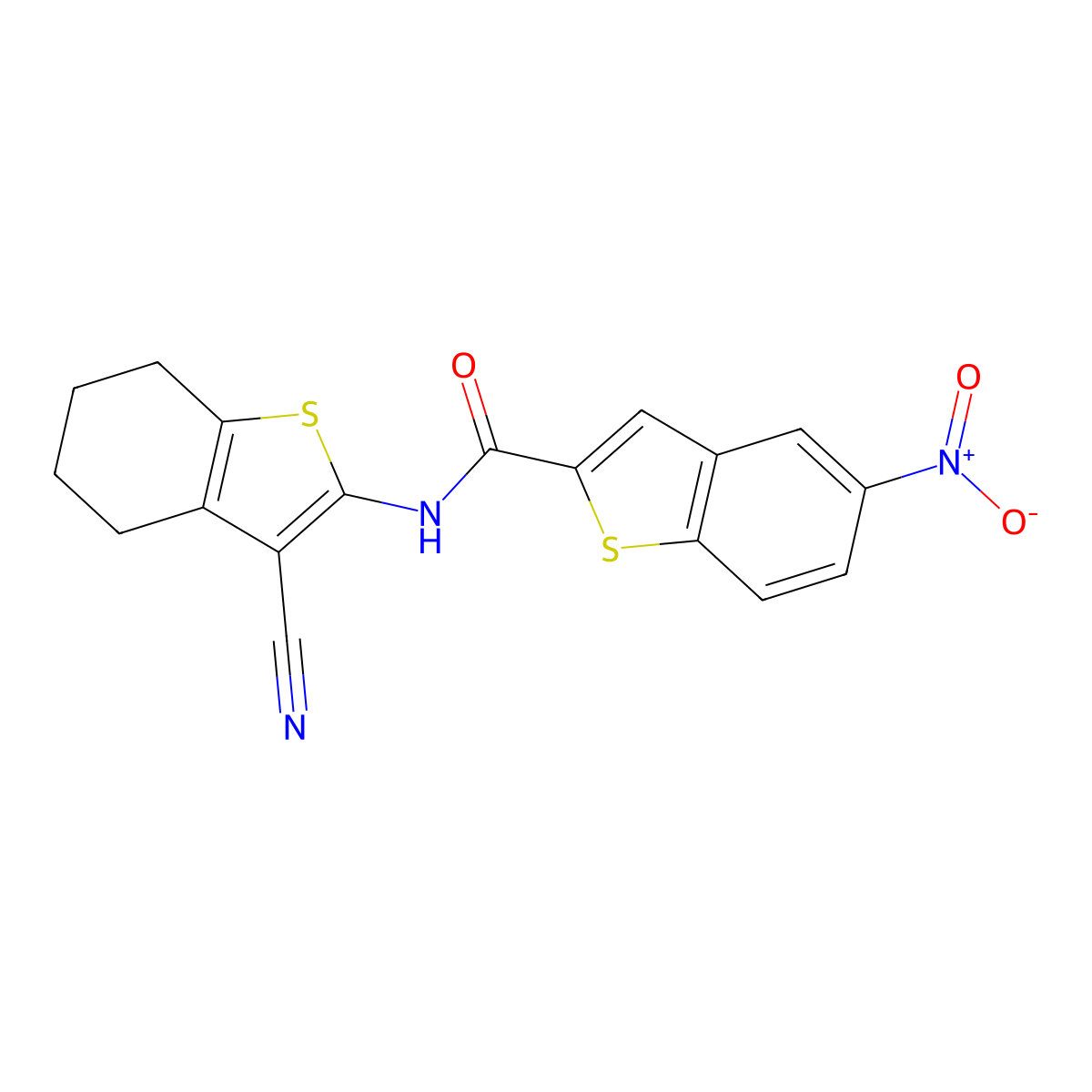 N-(3-cyano-4,5,6,7-tetrahydro-1-benzothiophen-2-yl)-5-nitro-1-benzothiophene-2-carboxamide molecular structure, CAS 391867-37-1