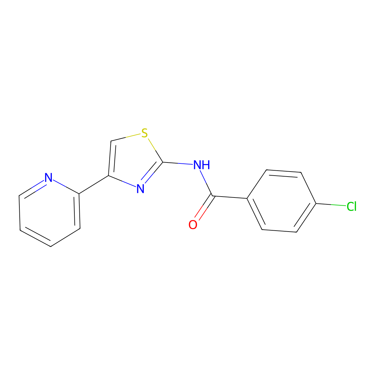 4-chloro-N-[4-(pyridin-2-yl)-1,3-thiazol-2-yl]benzamide molecular structure, CAS 391867-40-6