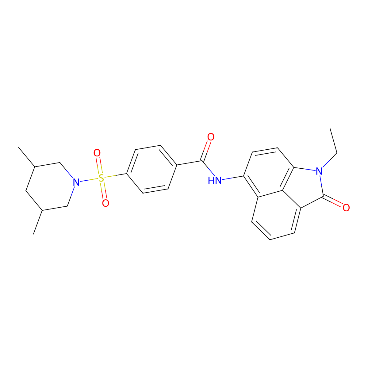 4-((3,5-dimethylpiperidin-1-yl)sulfonyl)-N-(1-ethyl-2-oxo-1,2-dihydrobenzo[cd]indol-6-yl)benzamide molecular structure, CAS 391867-42-8
