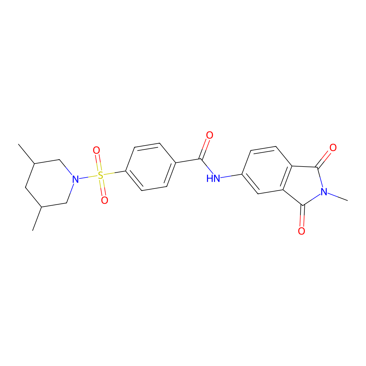 4-[(3,5-dimethylpiperidin-1-yl)sulfonyl]-N-(2-methyl-1,3-dioxo-2,3-dihydro-1H-isoindol-5-yl)benzamide molecular structure, CAS 391867-43-9