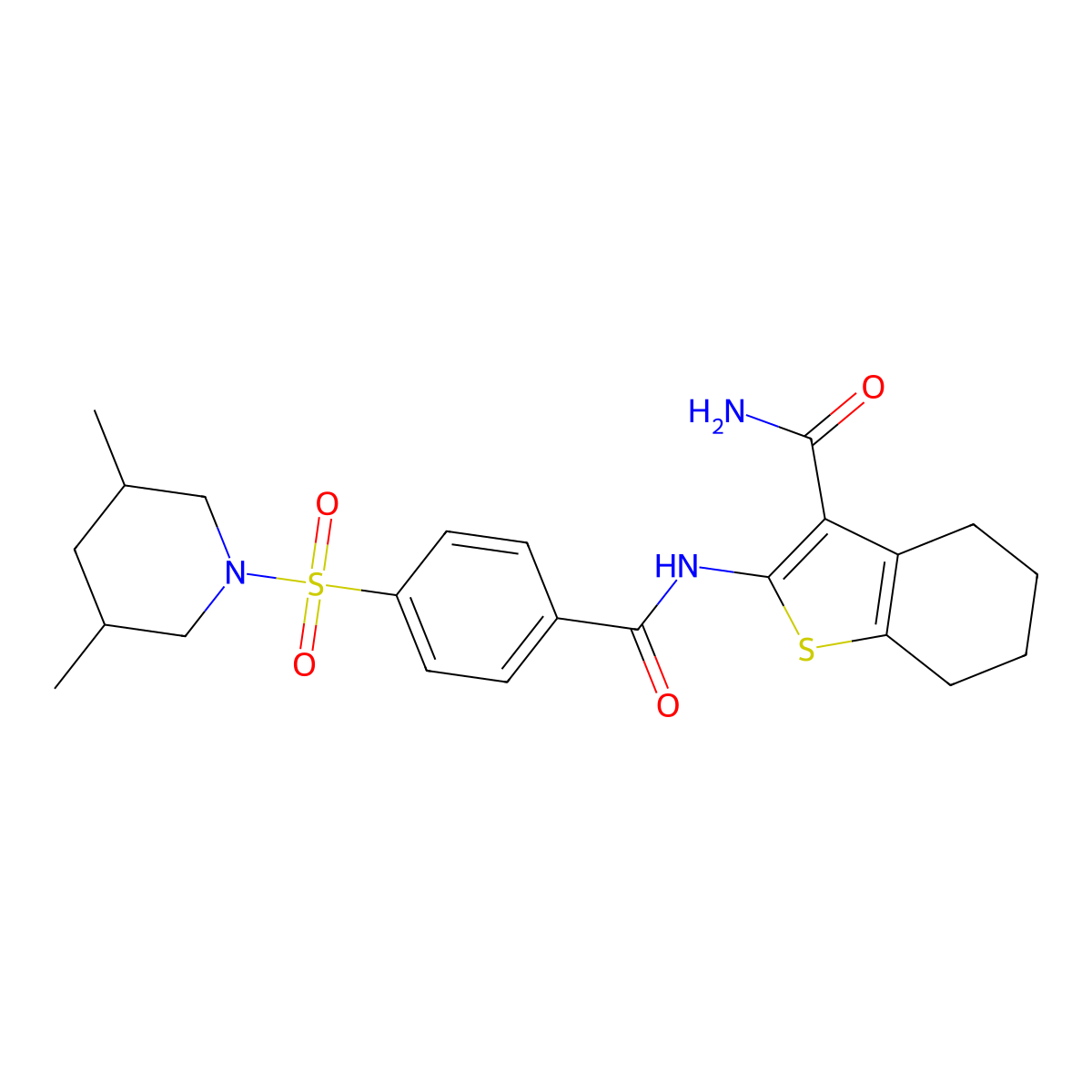 2-(4-((3,5-Dimethylpiperidin-1-yl)sulfonyl)benzamido)-4,5,6,7-tetrahydrobenzo[b]thiophene-3-carboxamide molecular structure, CAS 391867-44-0