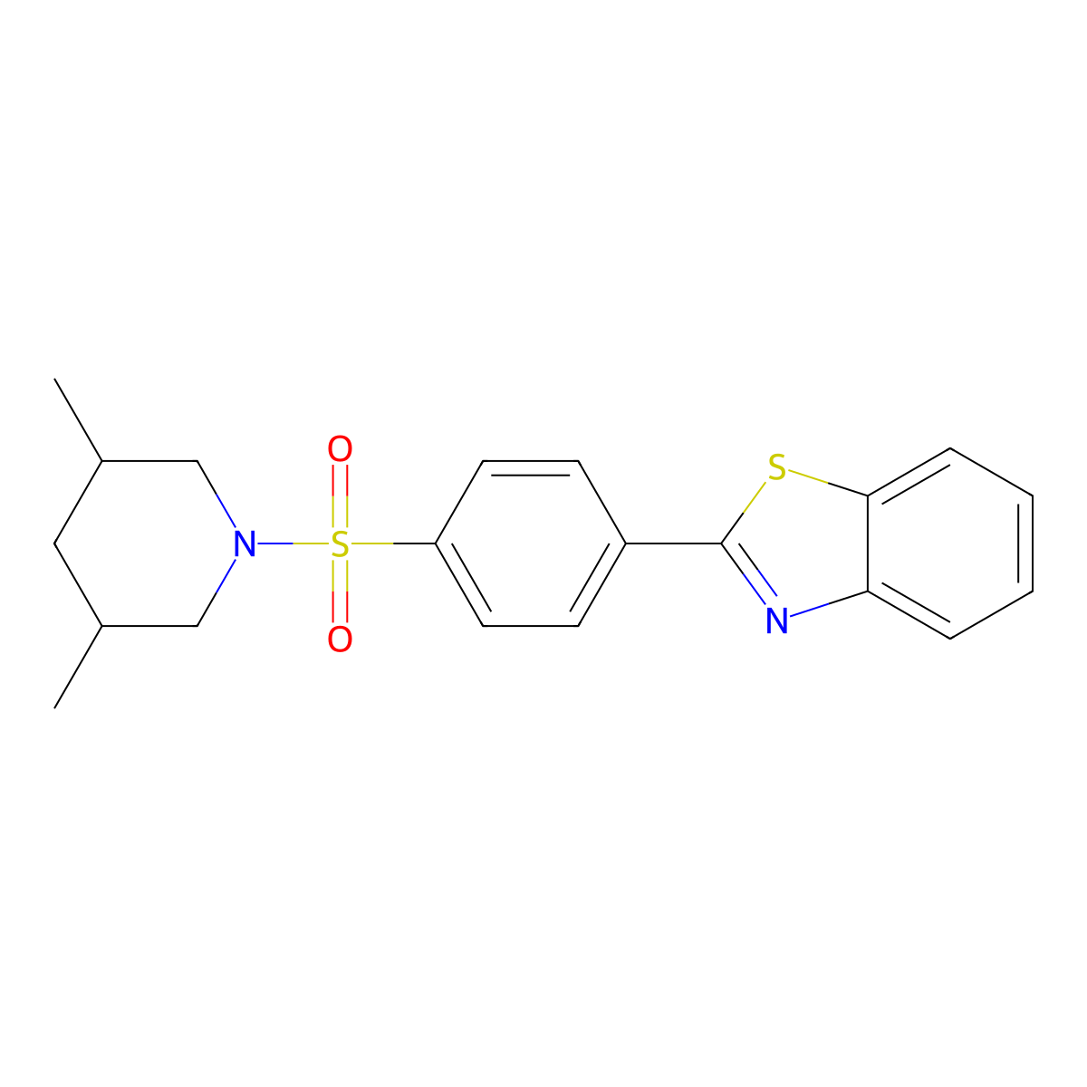 2-{4-[(3,5-Dimethylpiperidin-1-yl)sulfonyl]phenyl}-1,3-benzothiazole molecular structure, CAS 391867-48-4