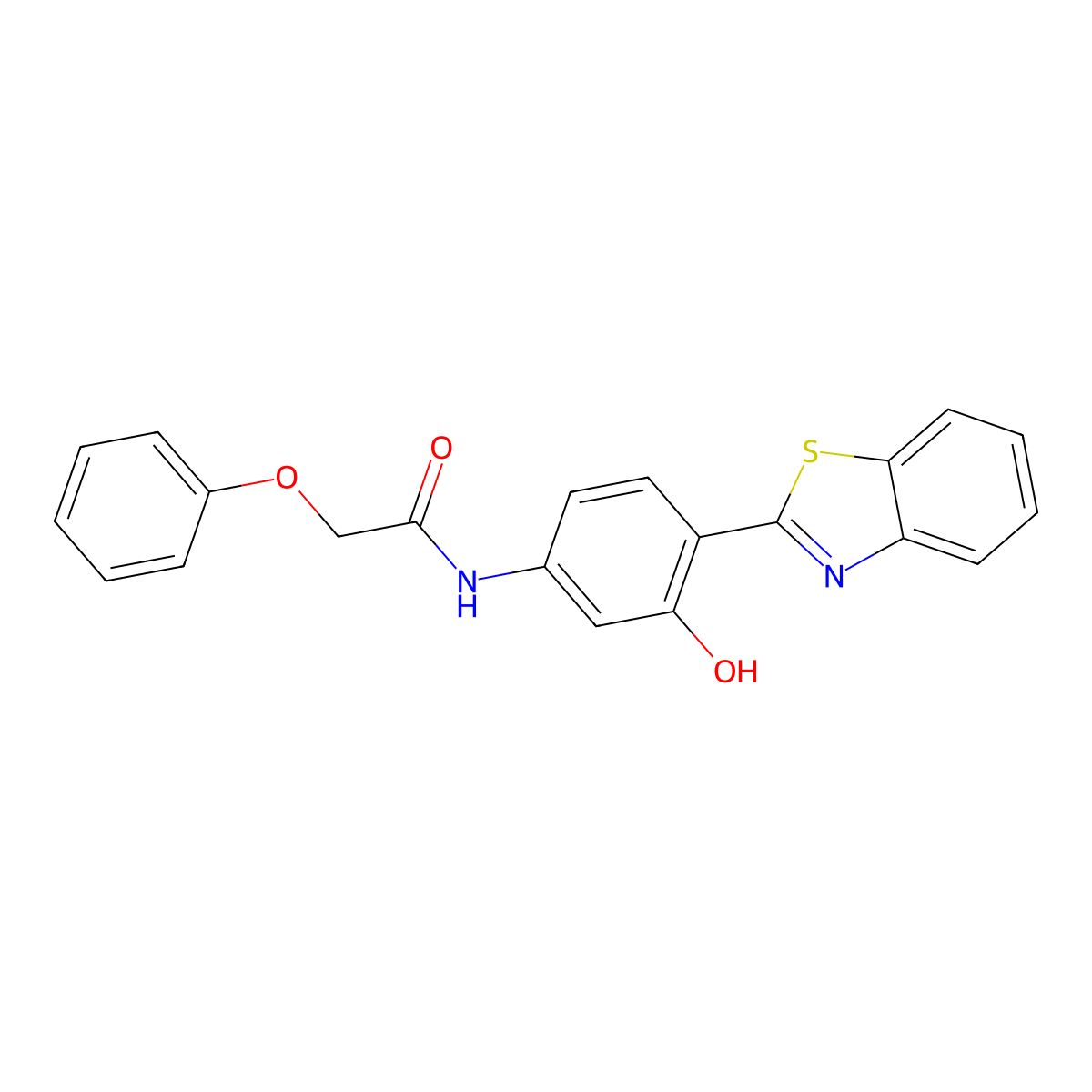 N-[4-(1,3-benzothiazol-2-yl)-3-hydroxyphenyl]-2-phenoxyacetamide molecular structure, CAS 391867-52-0