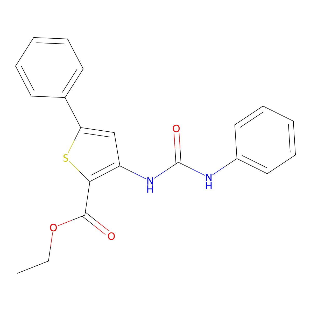 Ethyl 5-phenyl-3-(phenylcarbamoylamino)thiophene-2-carboxylate molecular structure, CAS 391867-59-7